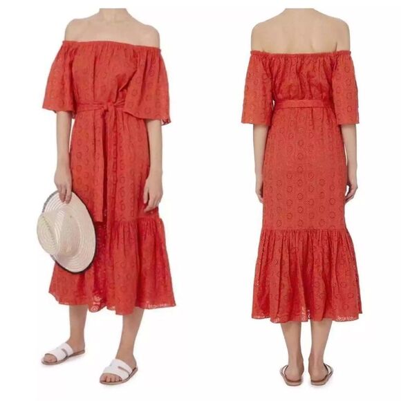 Rhode Resort Jay Eyelet Off-the-Shoul-der Dress size small - Picture 2 of 13